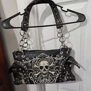 Black Embroidered Concealed Carry Purse